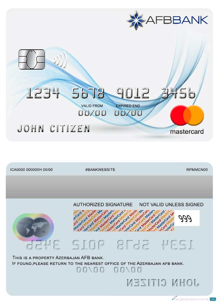 Download Azerbaijan AFB bank mastercard Photoshop template